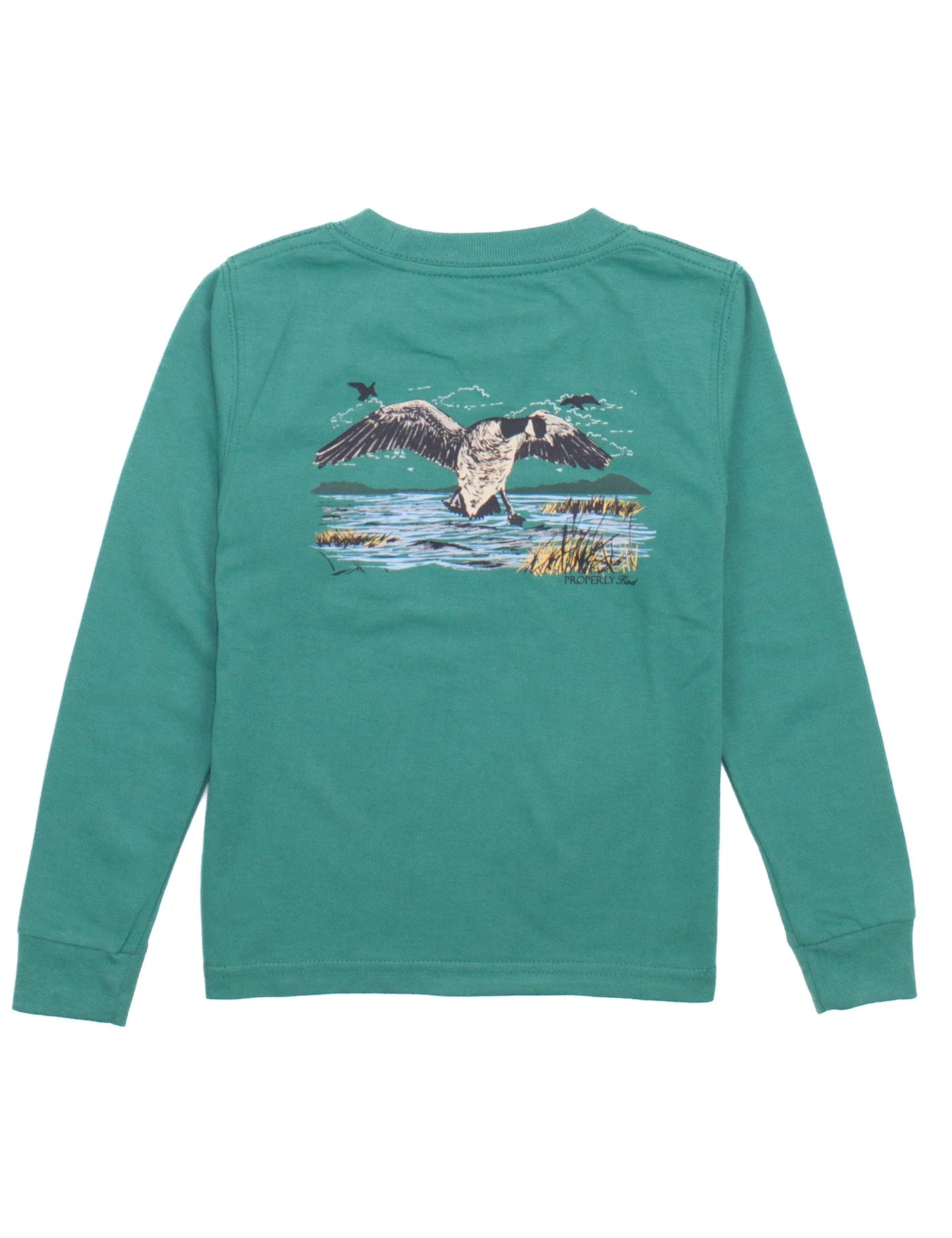 Properly Tied: Boys Geese LS Teal