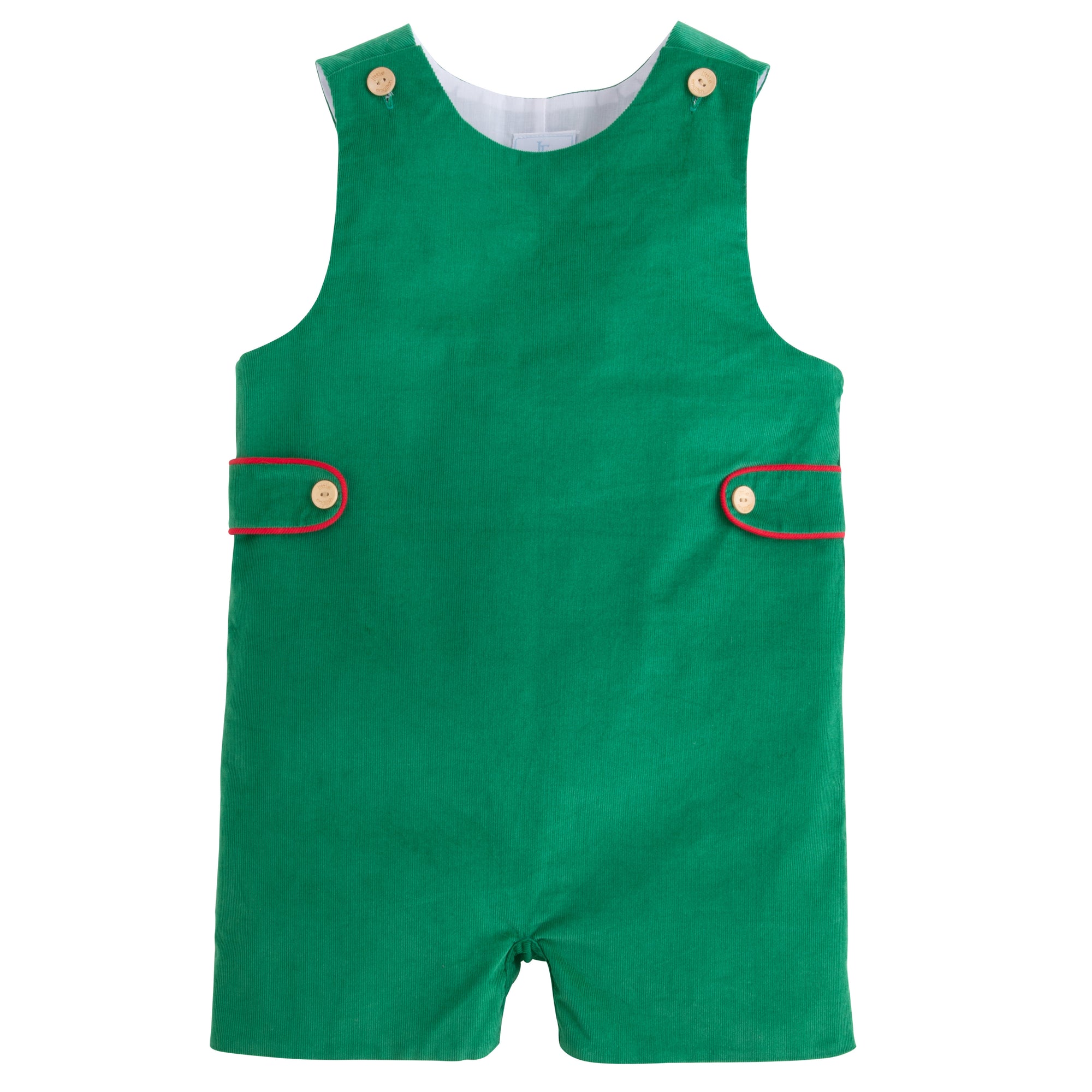 Little English: Button Tab John John - Evergreen Corduroy