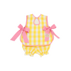 TBBC: Talbott Tie Side - Seaside Sunny Yellow Check With Hamptons Hot Pink