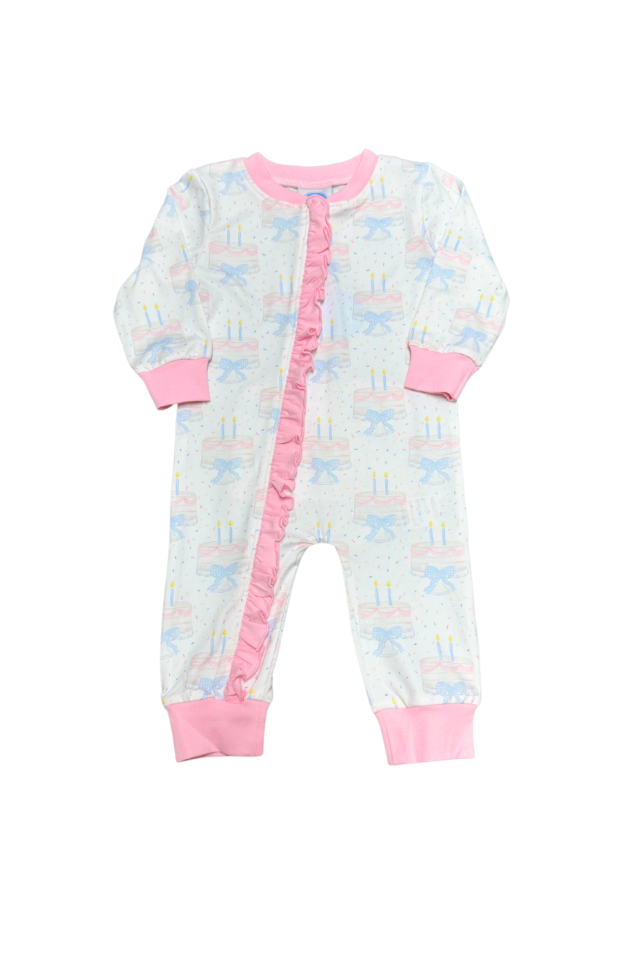Krewe Kids: Pink Ruffle Birthday Girl Two-Way Zipper Pajama