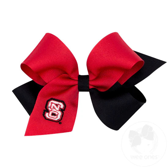 Wee Ones: North Carolina State Two-tone Embroidered Grosgrain Hair Bow
