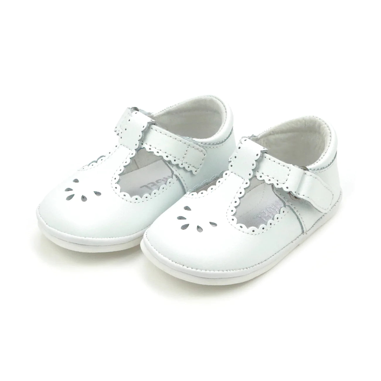 L'AMOUR Dottie Scalloped T-Strap Mary Jane (Baby) - White