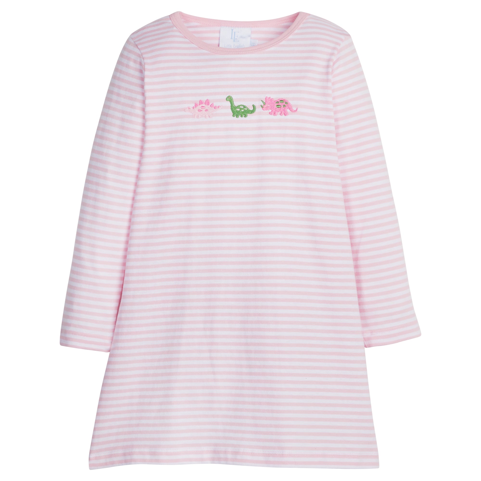Little English: Embroidered T-Shirt Dress - Dinosaur