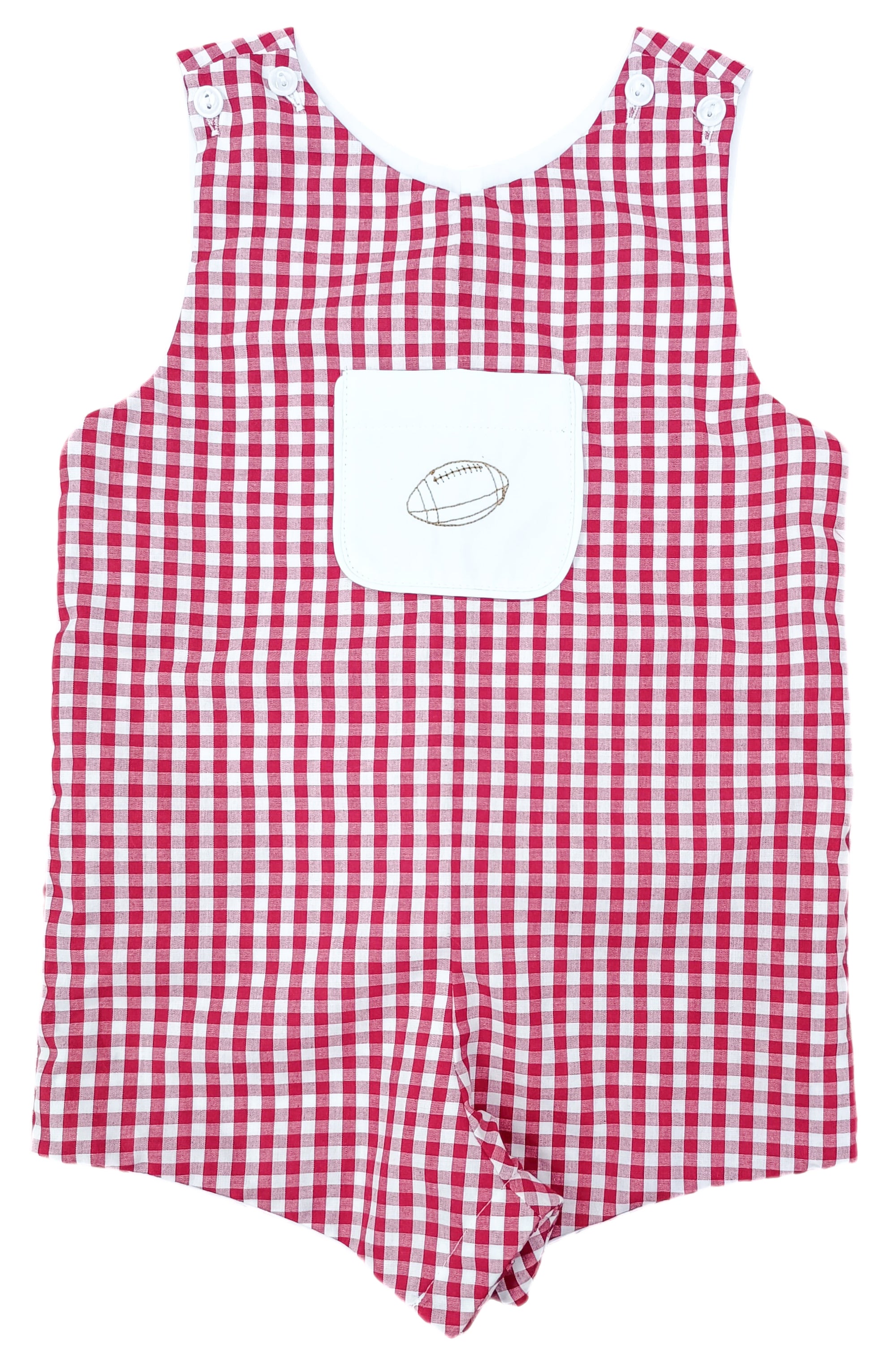 James & Lottie: Emmett Jon Jon Red Gingham w Footballs