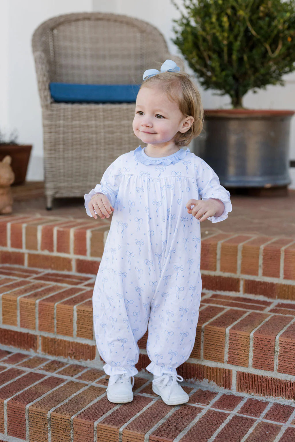 James & Lottie: Lila Long Bubble, Blue Bows Knit