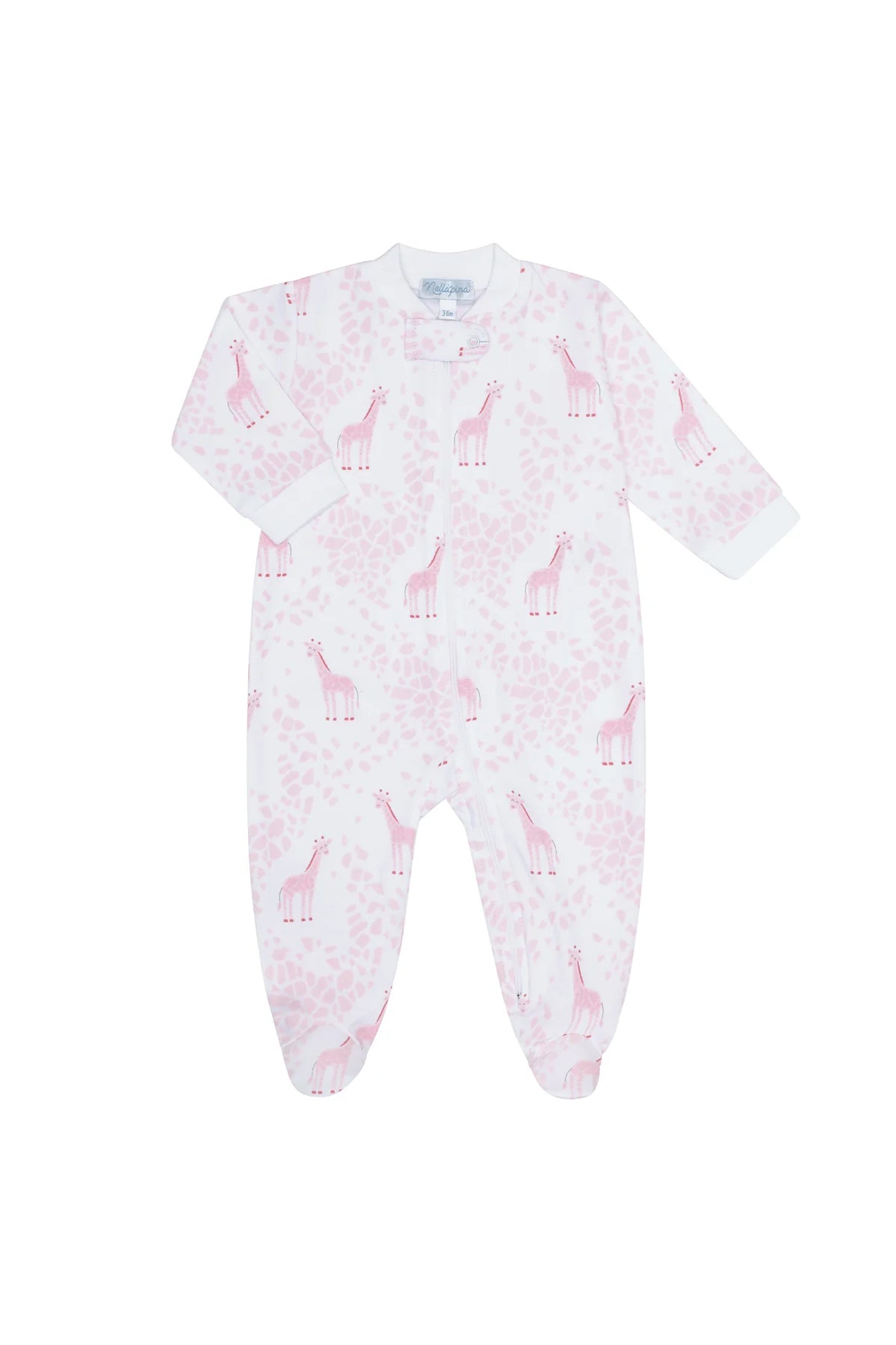 Nella Pima: Pink Giraffe Print Zipper Footie