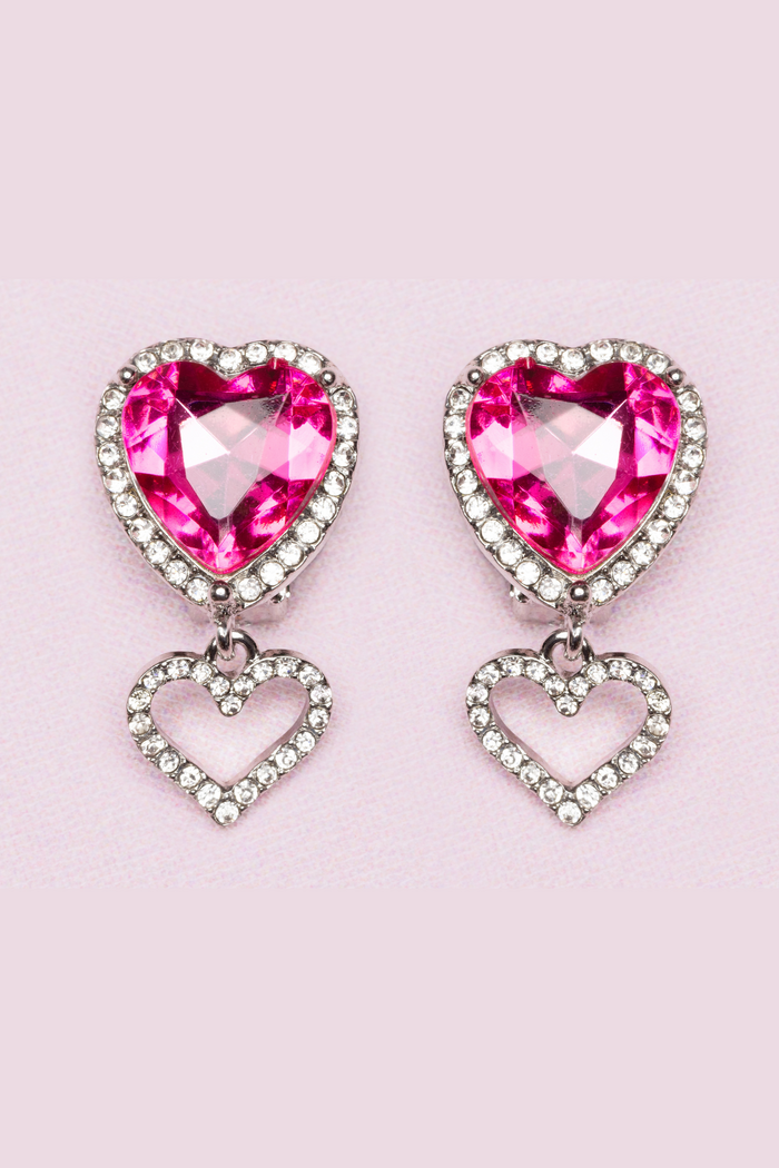 Great Pretenders: Boutique Glitter Hearts Clip On Earrings, Assorted