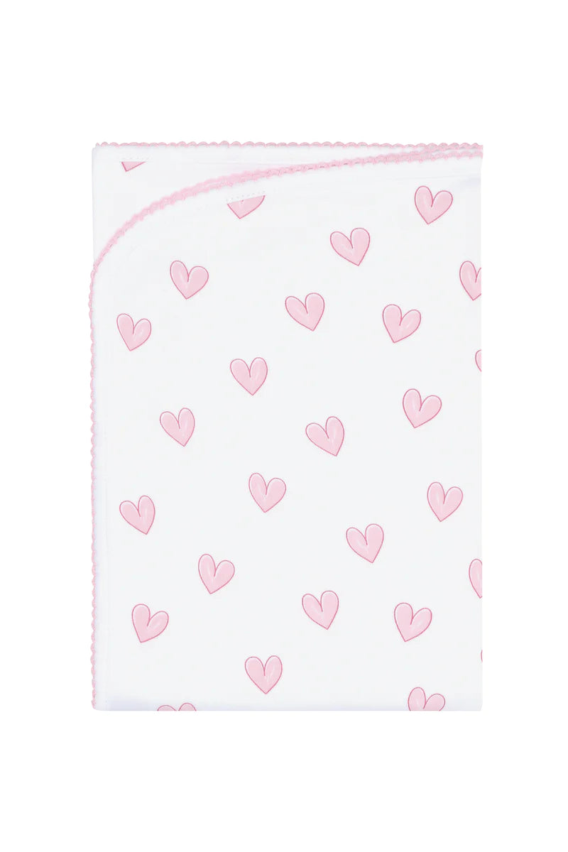 Nella Pima: Pink Heart Print Blanket