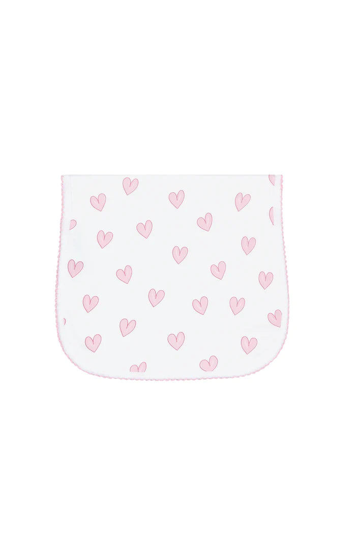 Nella Pima: Pink Heart Print Burp Cloth