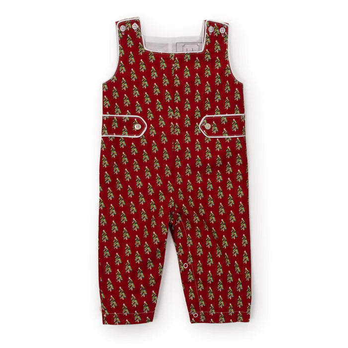 Lila & Hayes: Harrison Boys' Woven Pima Cotton Longall - Oh Christmas Tree Red