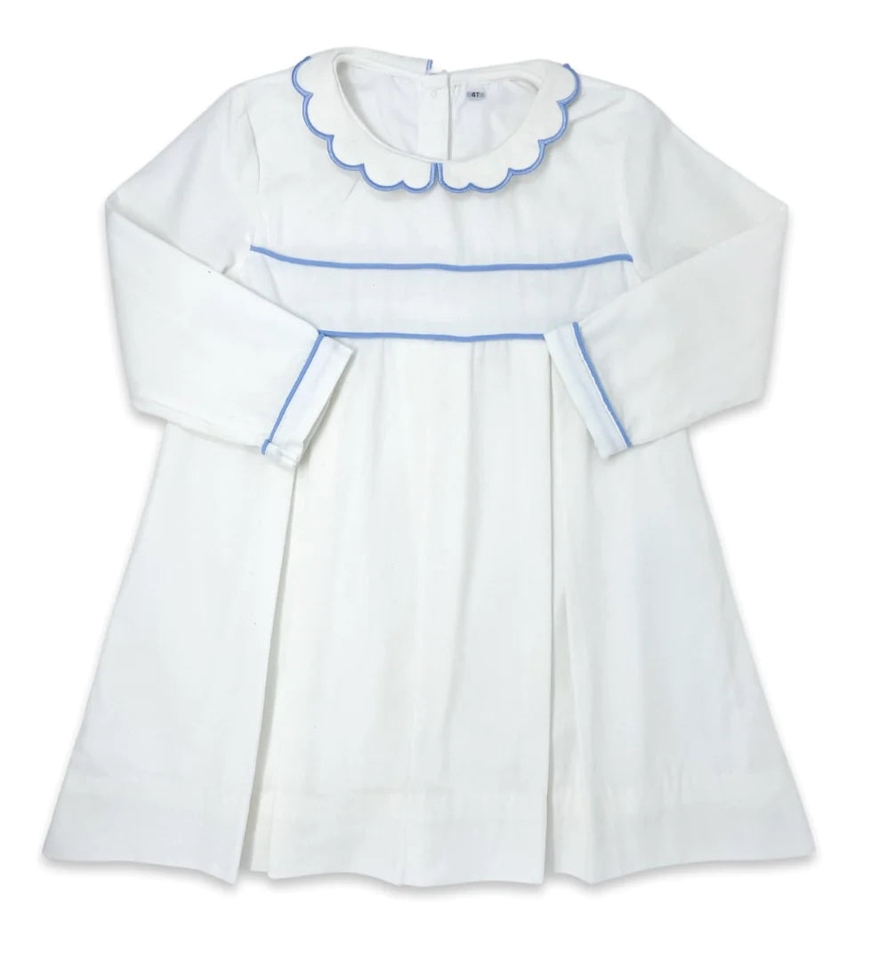 Lullaby Set: Holly Dress White/Blue Cord