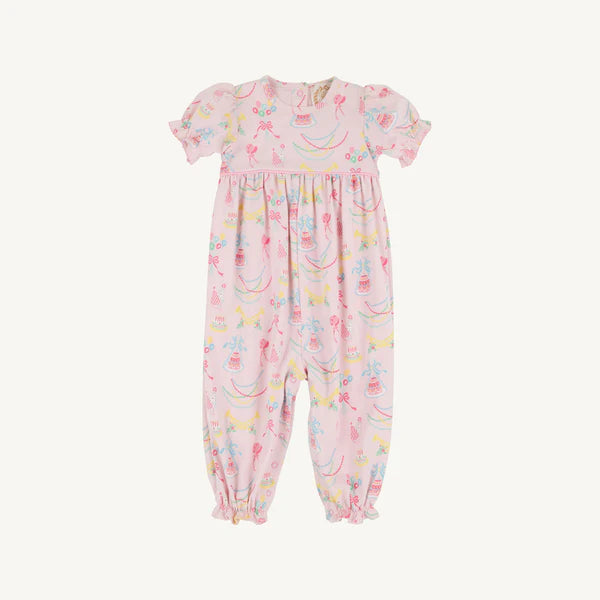TBBC: Short Sleeve Britt Romper - Golden Birthday/Pier Party Pink
