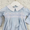 Magnolia Baby: Abby & Alex Smocked Collared Gathered Gown - Blue