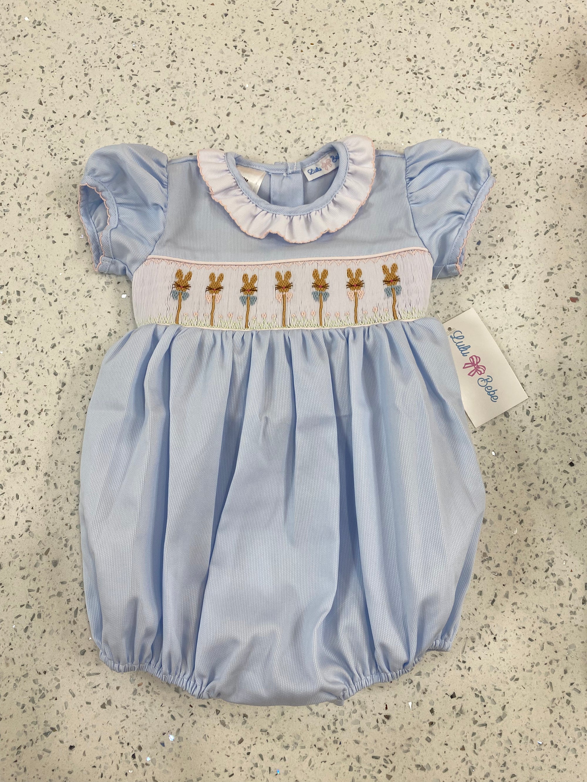 LuLu BeBe: Rosie Smocked Rabbit Ruffle Collar Bubble