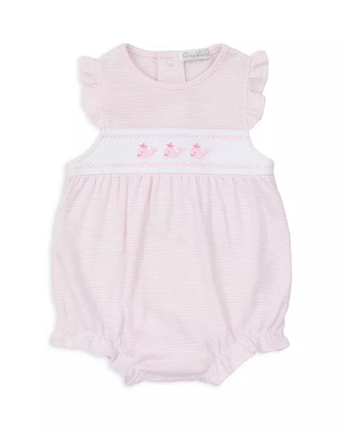 Kissy Kissy: Girls Striped Bubble Romper - Whales