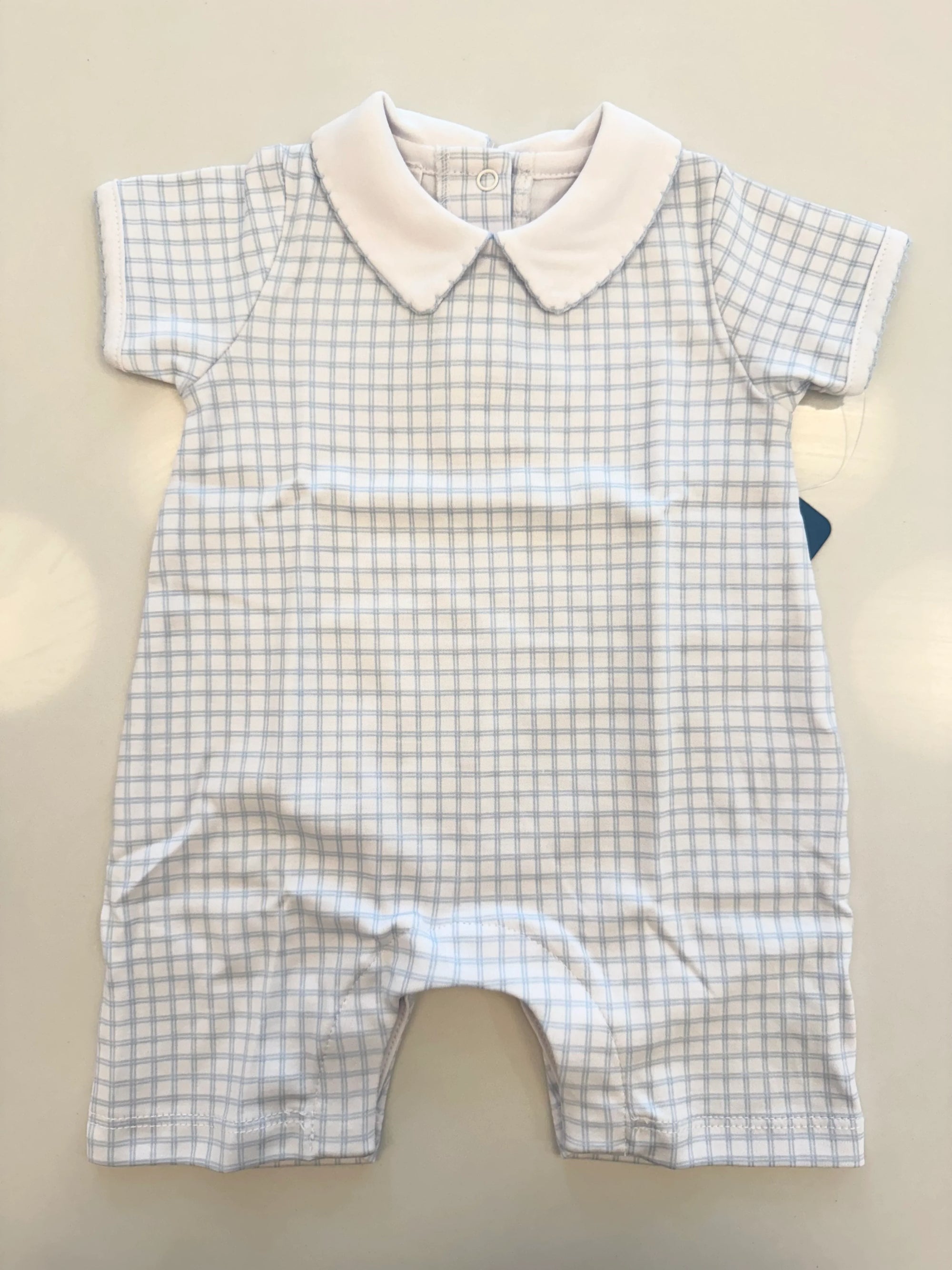 Magnolia Baby: Peek-A-Boo Wishes Collared Short Playsuit - Light Blue