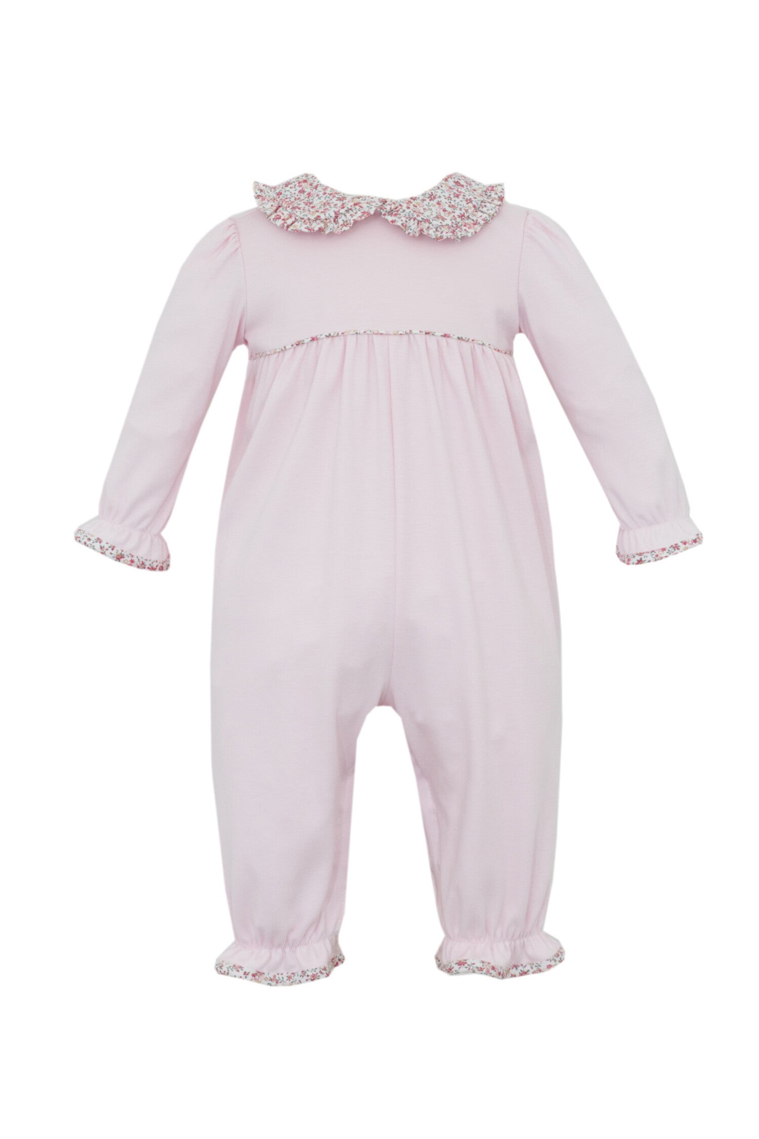 Petit Bebe: Pink Romper with Floral Trim