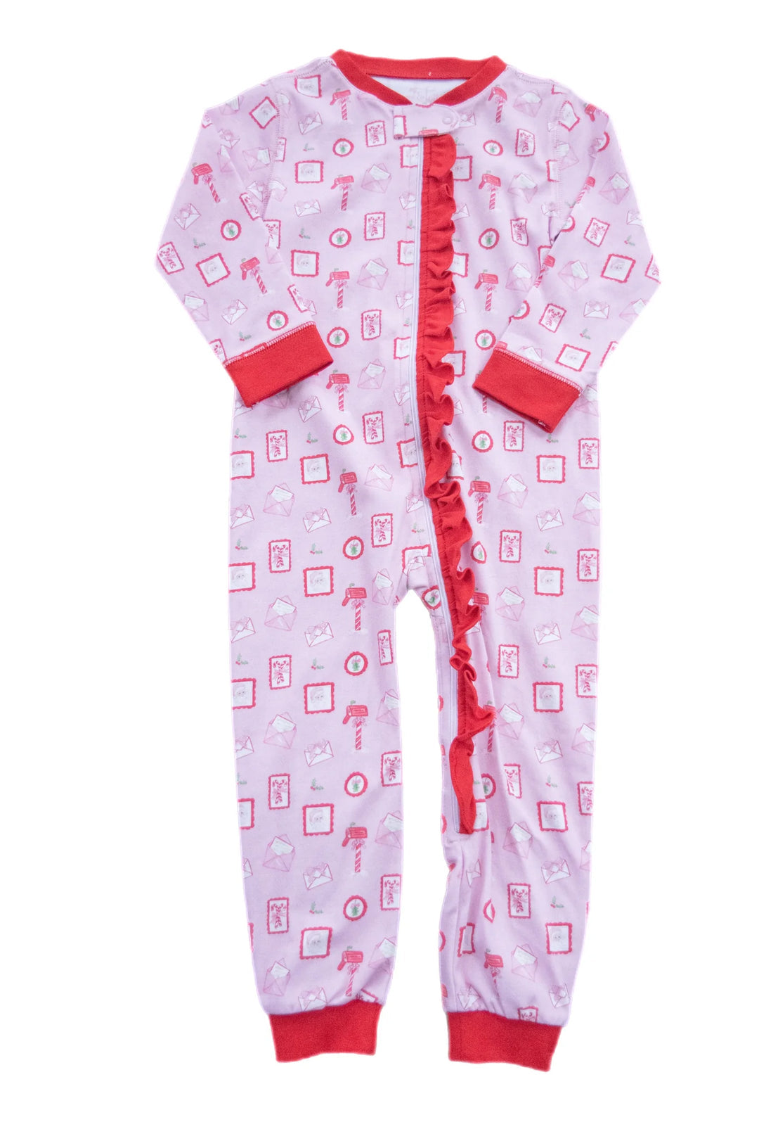 James & Lottie Girls One Piece Zip Up Jammies Letters To Santa