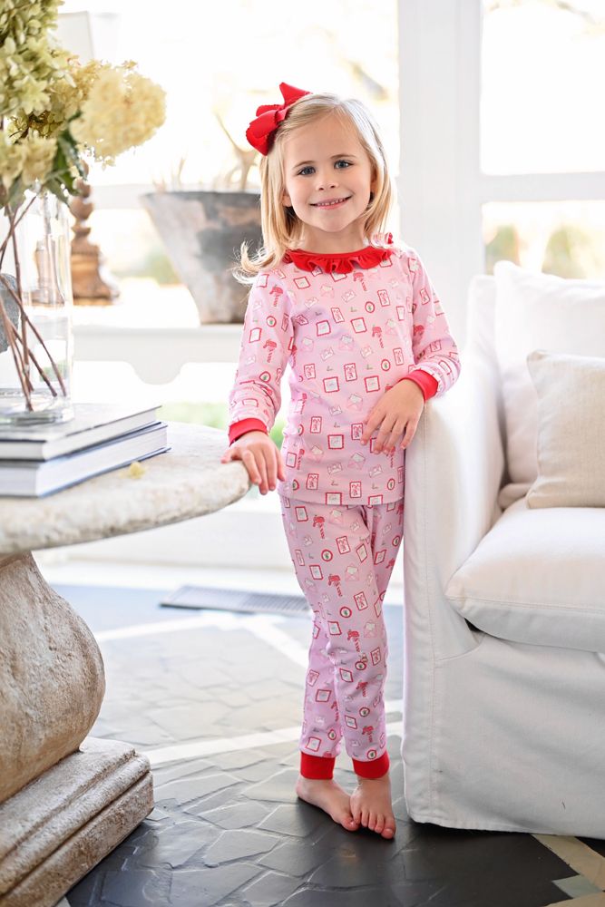 James & Lottie Girls Two Piece Jammies Letters to Santa Knit