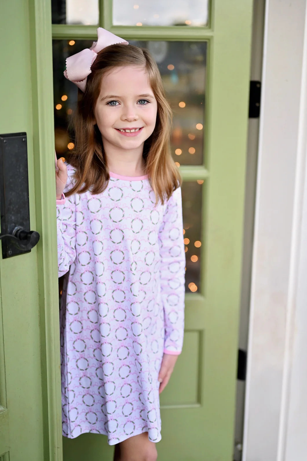 James & Lottie Rosie Knit Dress Pink Wreath Knit