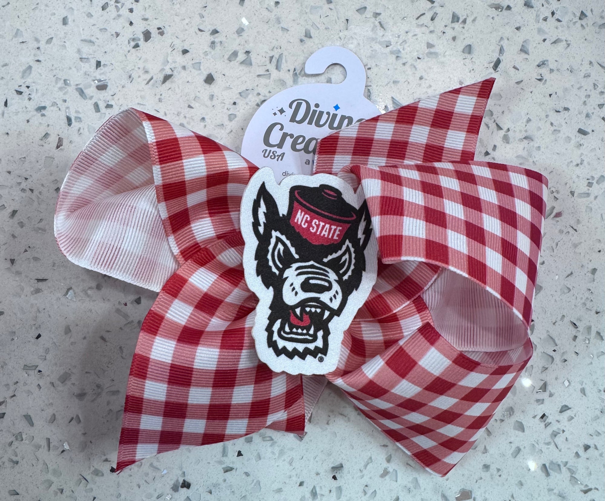 Wee Ones: NC State Red & White Pattern Bow - King