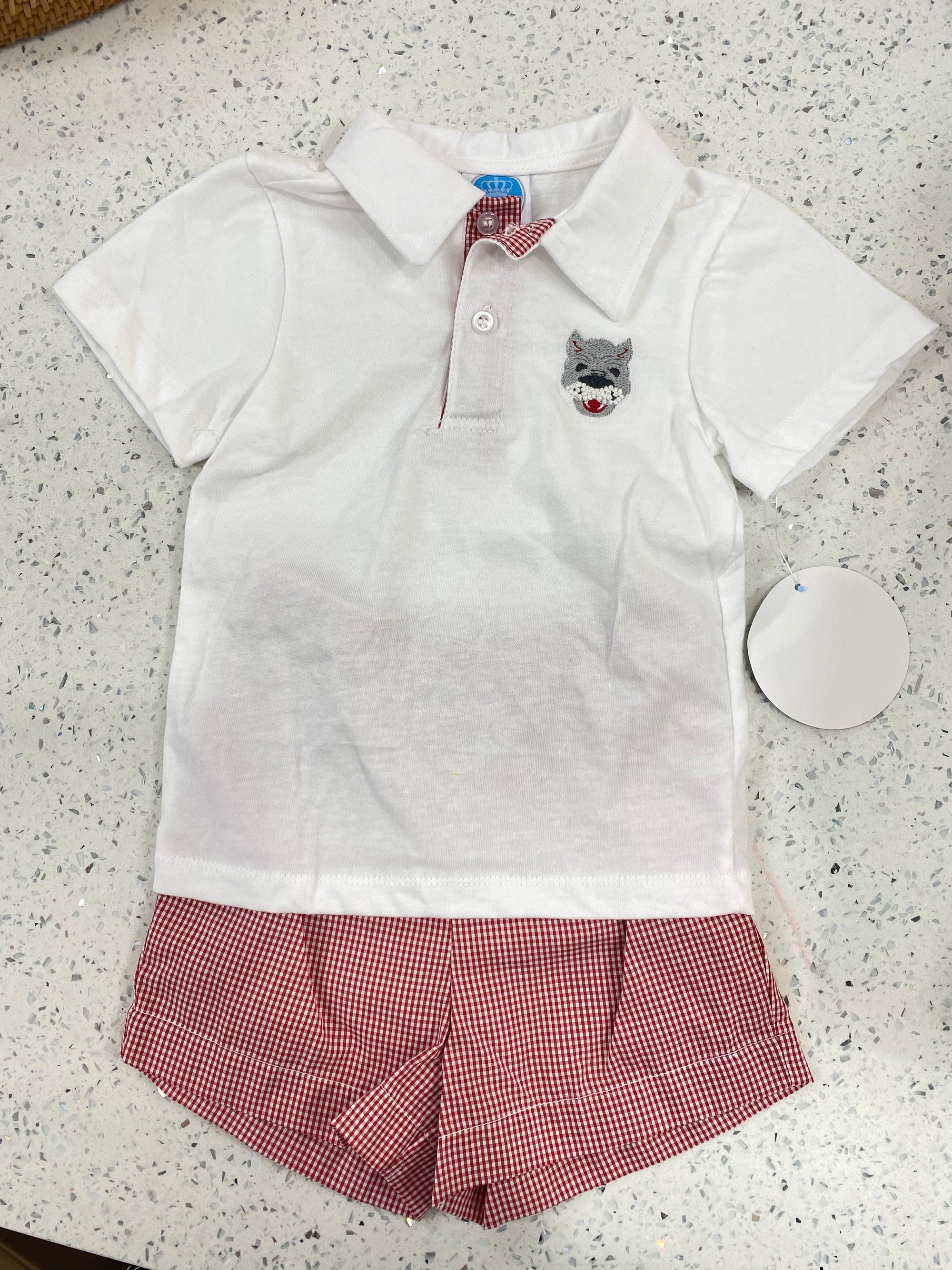 Krewe Kids: Red Wolf Boys Polo Short Set