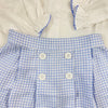 Delaney: White Scallop Collar Blouse w/ Blue Check Skirt