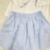 Delaney: White Scallop Collar Blouse w/ Blue Check Skirt