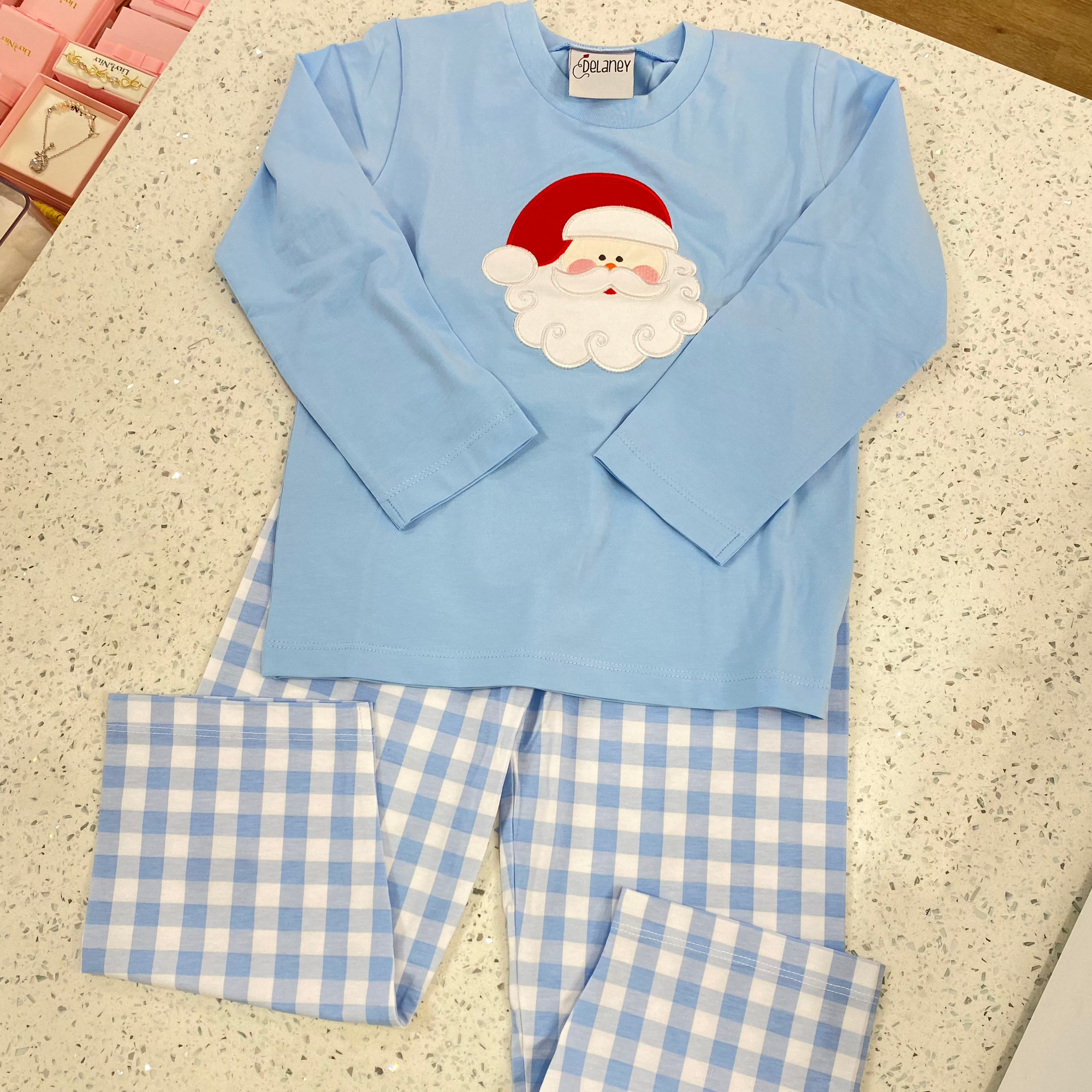 Delaney: Applique Santa T-shirt Pant Set