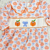 Delaney: Smocked Bow Pumpkin Romper