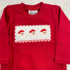 Delaney: Red Knit Long Sleeve Smocked Santa T-shirt