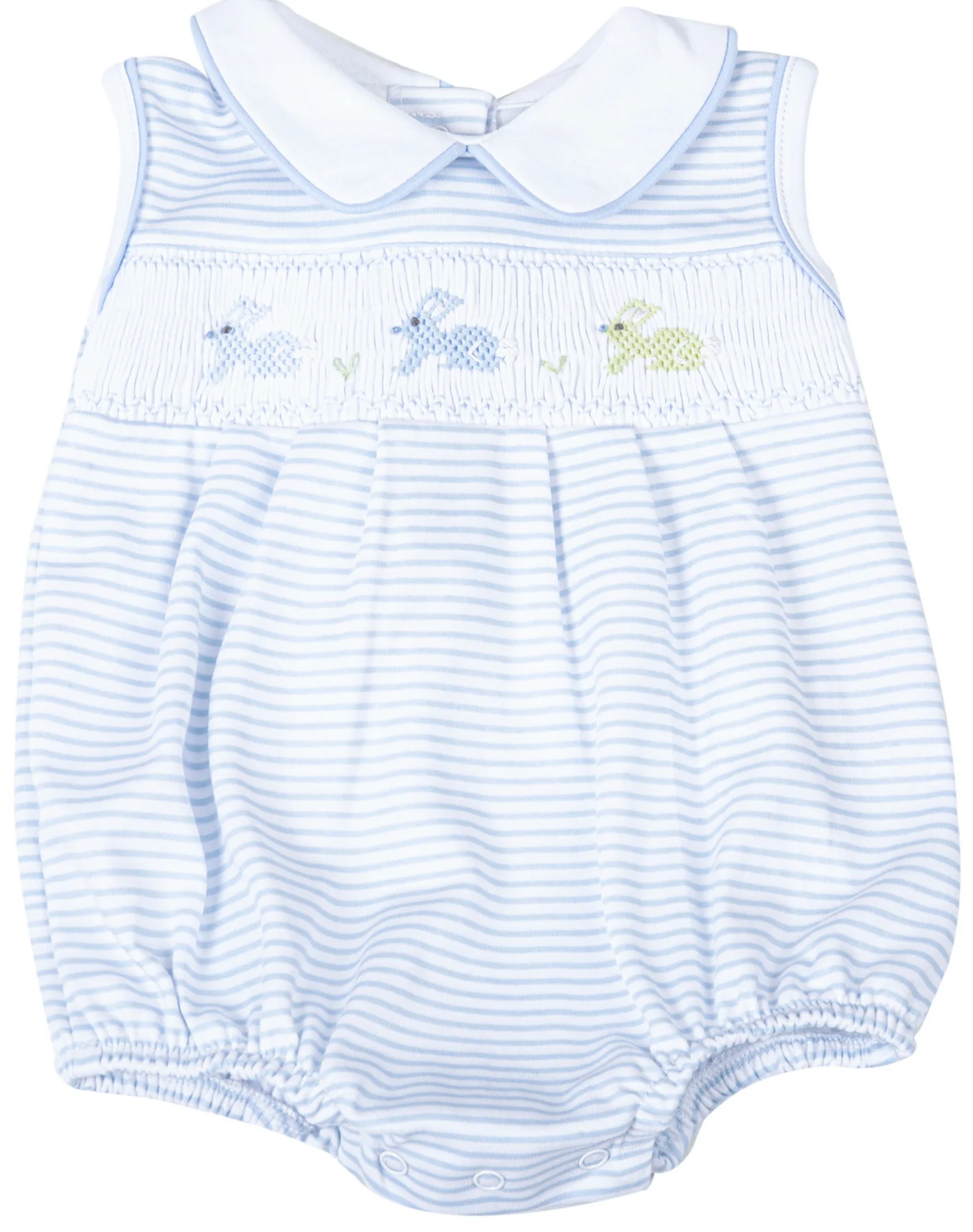 Magnolia Baby: Hoppity Hop Classics Smocked Sleeveless Bubble- Blue