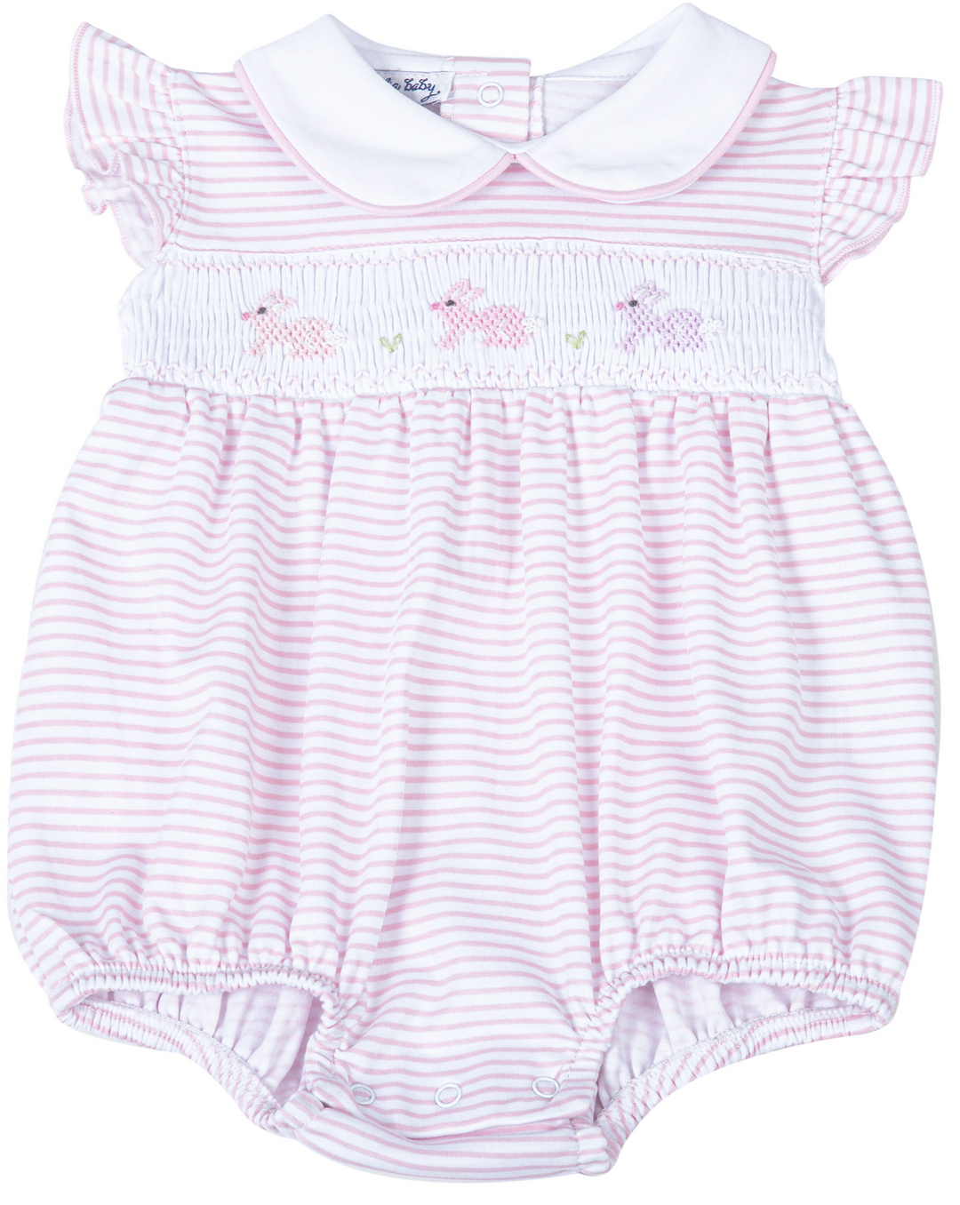 Magnolia Baby: Hoppity Hop Classics Smocked Flutters Bubble- Pink