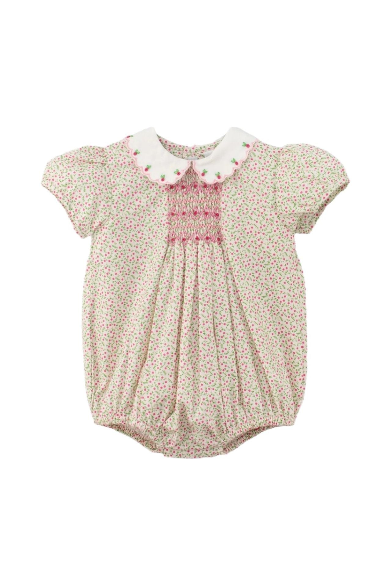 Carriage Boutique: Puff Sleeve Tan Floral Smocked Bubble