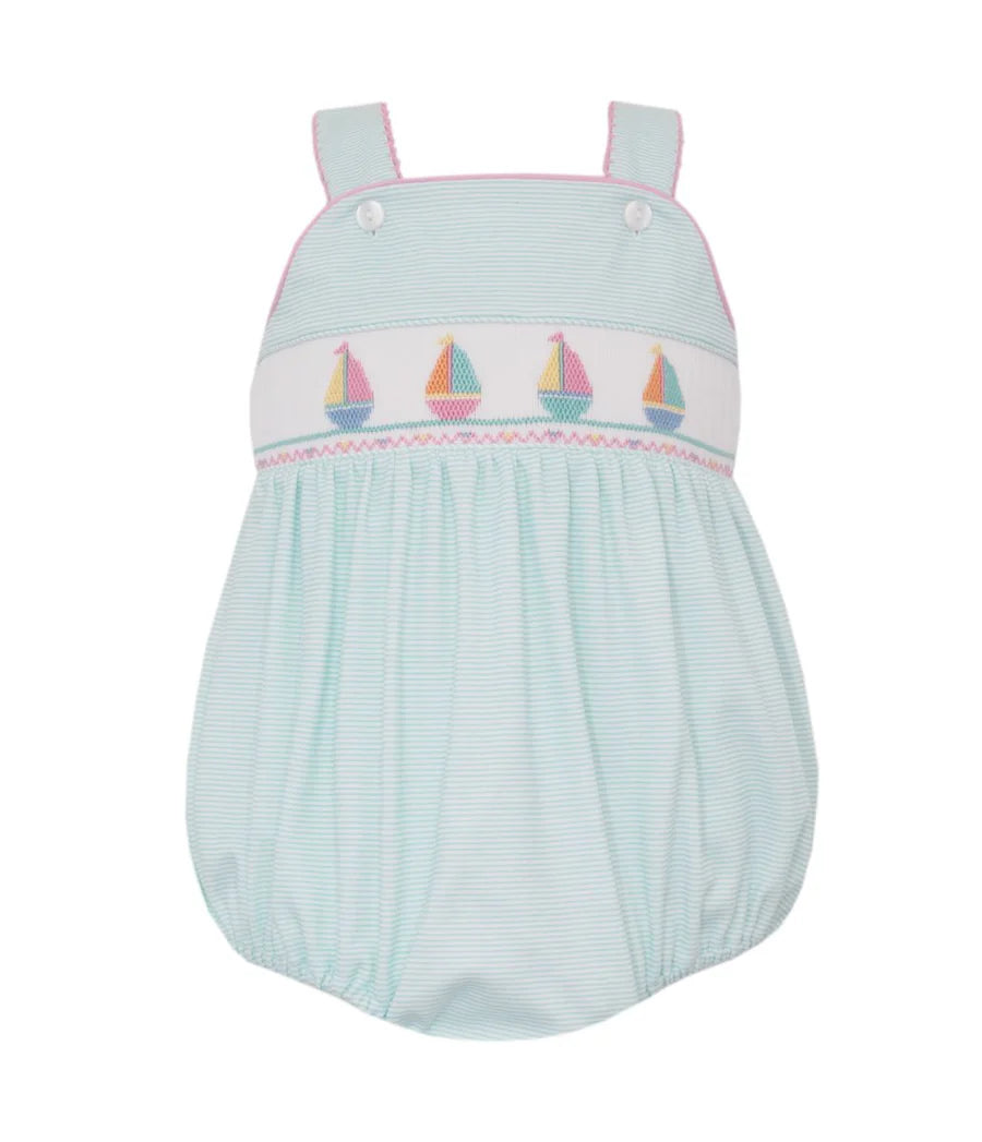 Petit Bebe: Sailboats Girl's - Aqua knit stripe strap sunbubble