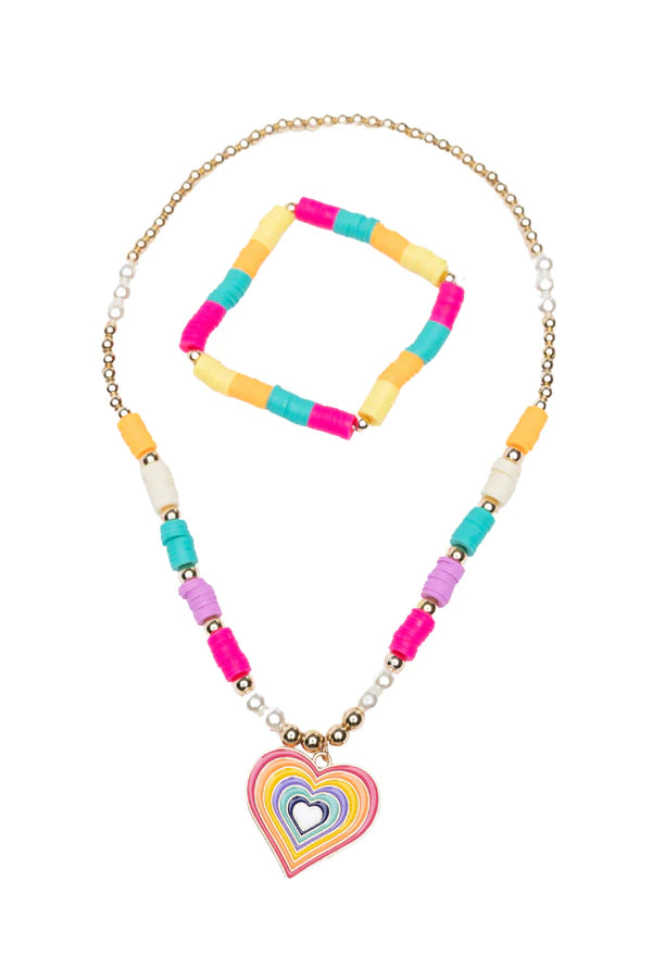 Great Pretenders: Rainbow Love Necklace Bracelet Set