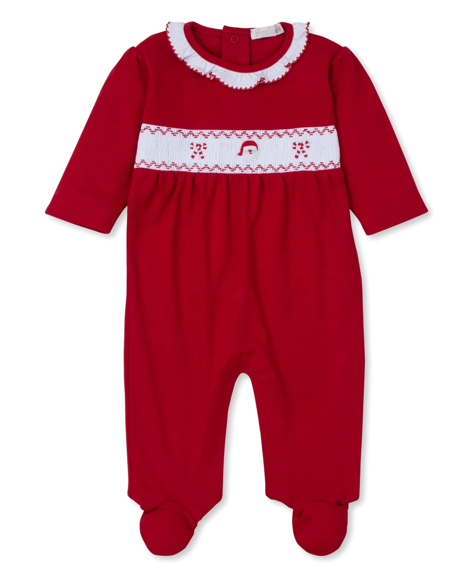 Kissy Kissy: CLB Holiday Medley 25 Red Santa Hand Smocked Footie