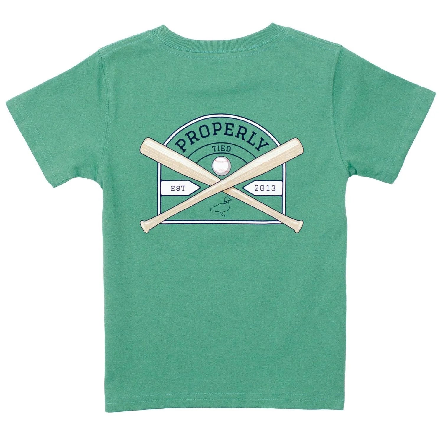 Properly Tied: Boys Baseball Shield Short Sleeve - Ivy