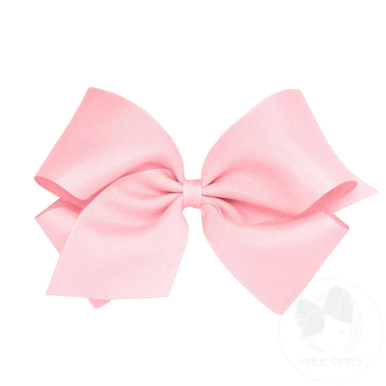 wee ones: Classic Grosgrain Girls Hair Bow (Plain Wrap) - Light Pink