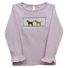 Vive La Fete: Labrador Smocked Knit Ruffle Long Sleeve Girls T-Shirt