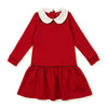 Lila & Hayes: Lillian Girls' Pima Cotton Dress - Red with Green Piping