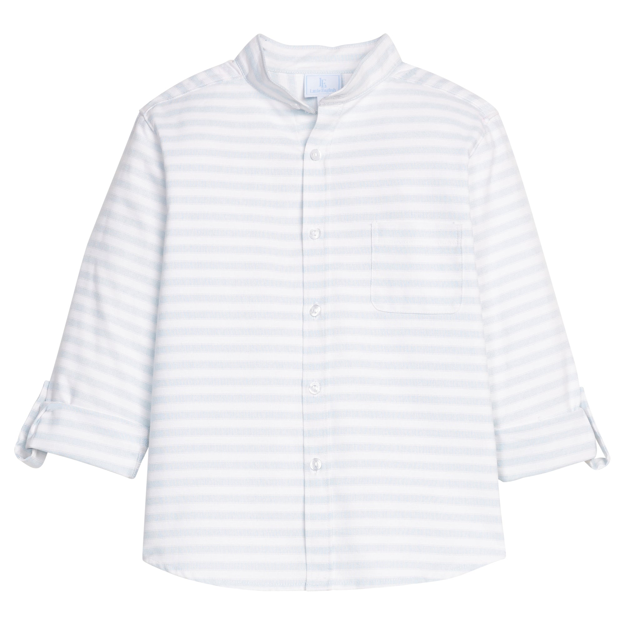 Little English: Mandarin Collar Roll Sleeve Shirt - Savannah Stripe