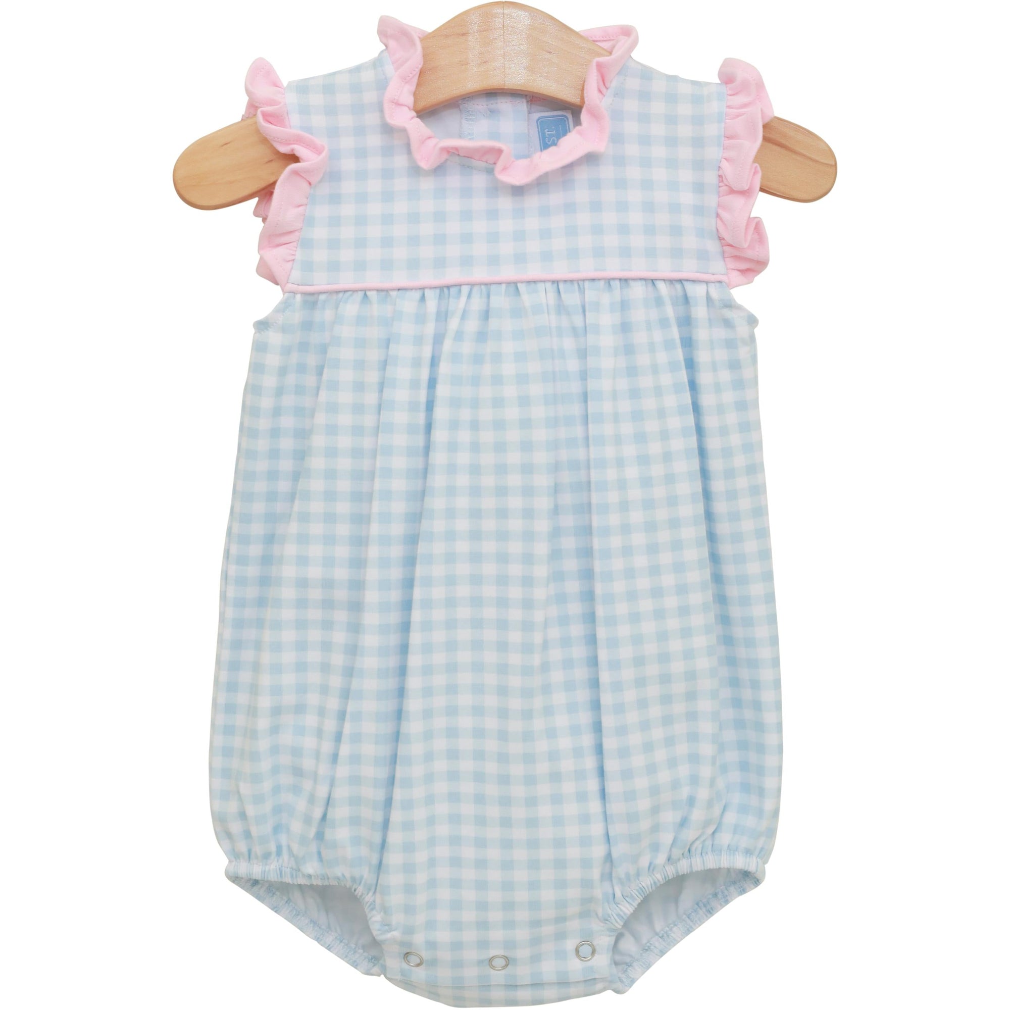 Trotter Street: Meredith Bubble- Light Blue Gingham-Light Pink