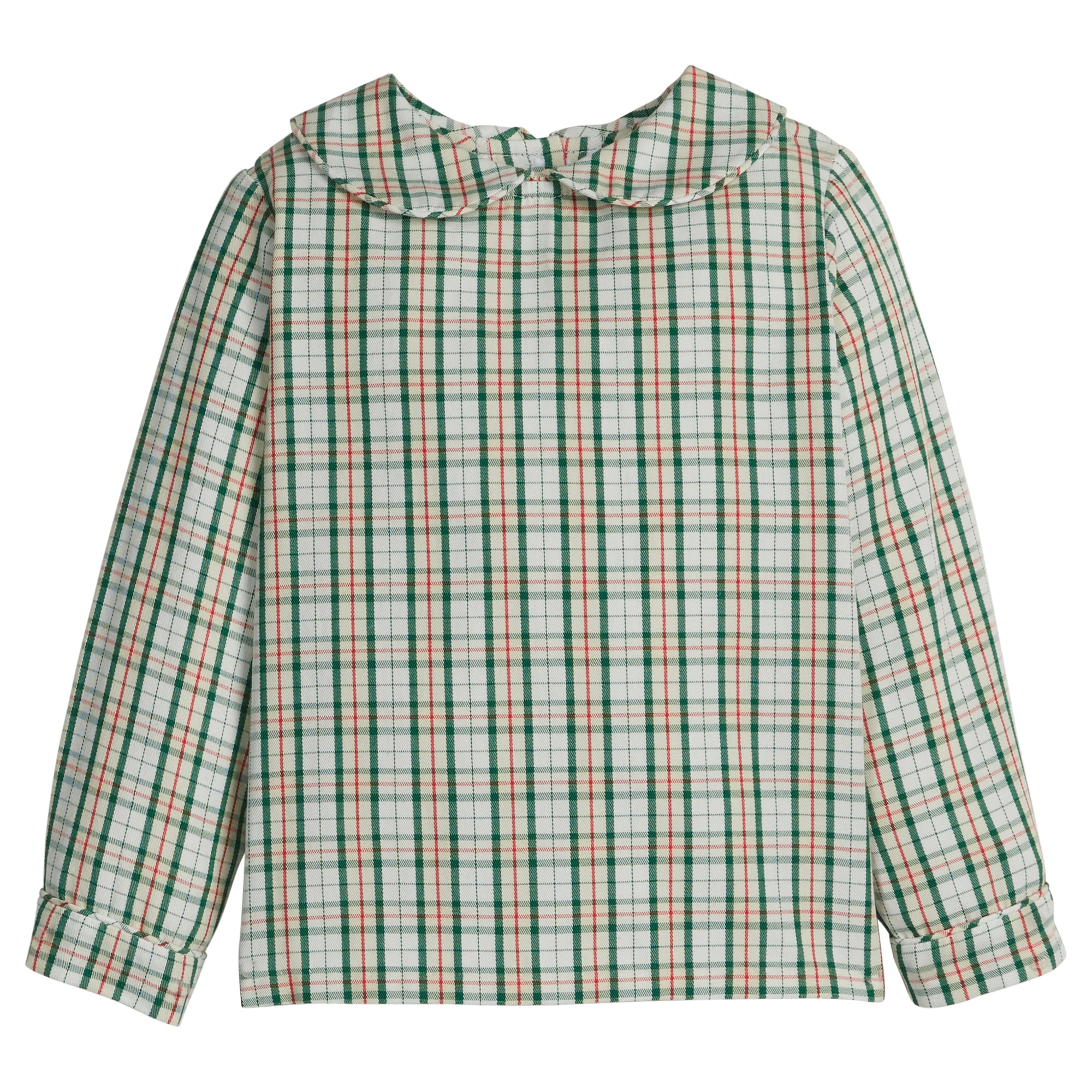 Little English: Peter Pan Shirt - Mistletoe Tartan