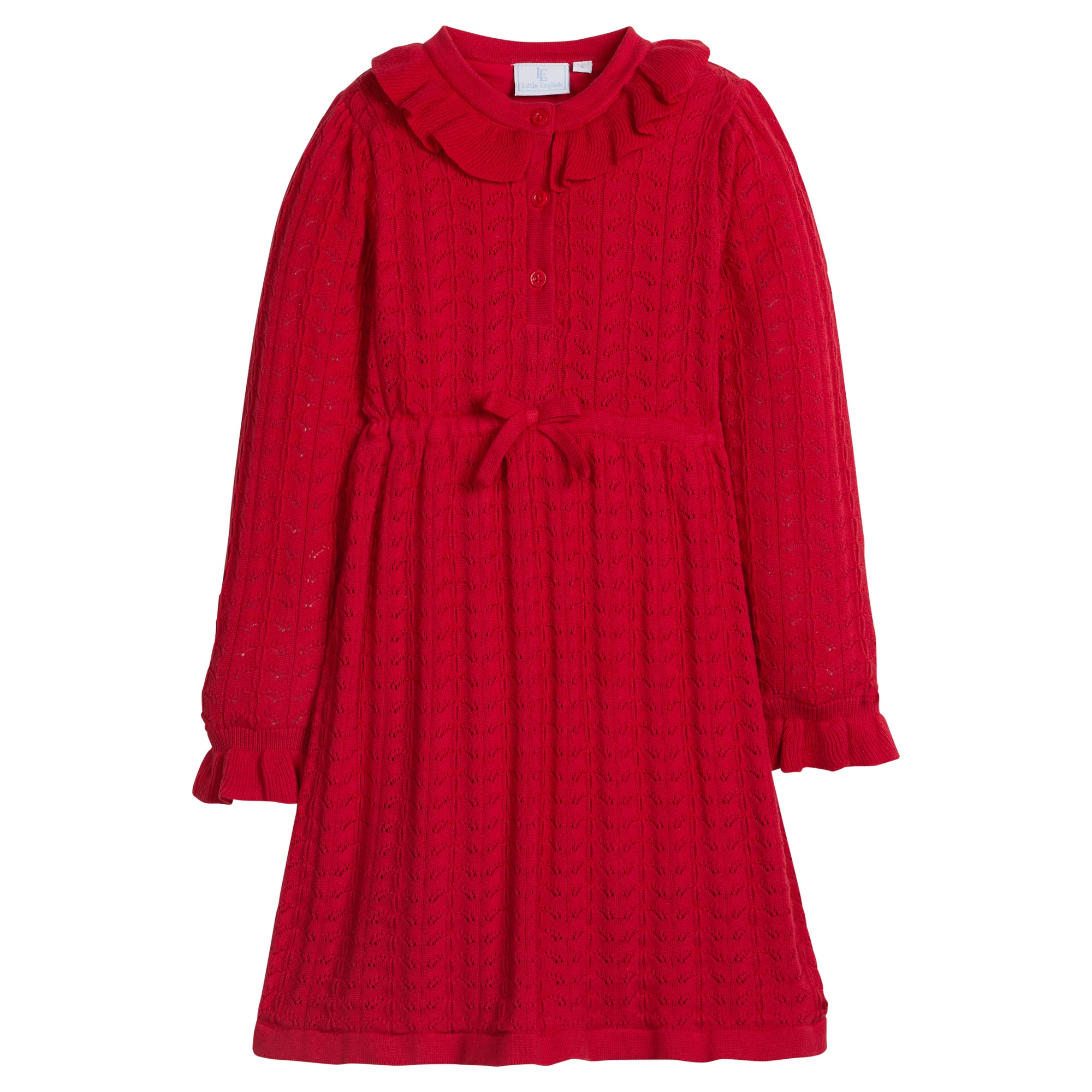 Little English: Pointelle Sweater Dress - Red