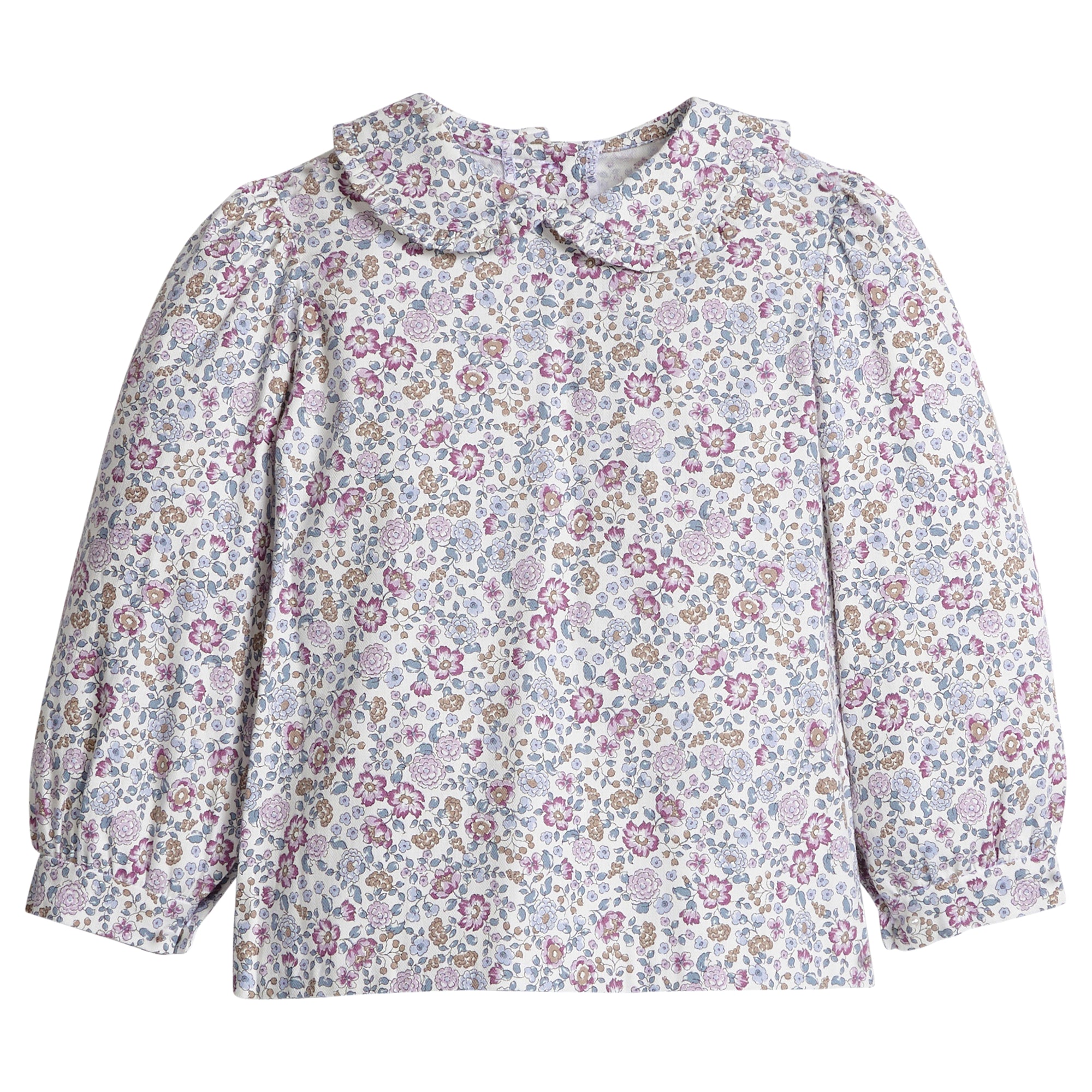 Little English: Ruffled Peter Pan Blouse - Lavender Gables Floral