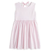 Bella Bliss: Scalloped Shelby Dress - Pink Wide Oxford Stripe