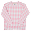 TBBC: Cassidy Comfy Crewneck Palm Beach Pink Gingham With Palm Beach Pink
