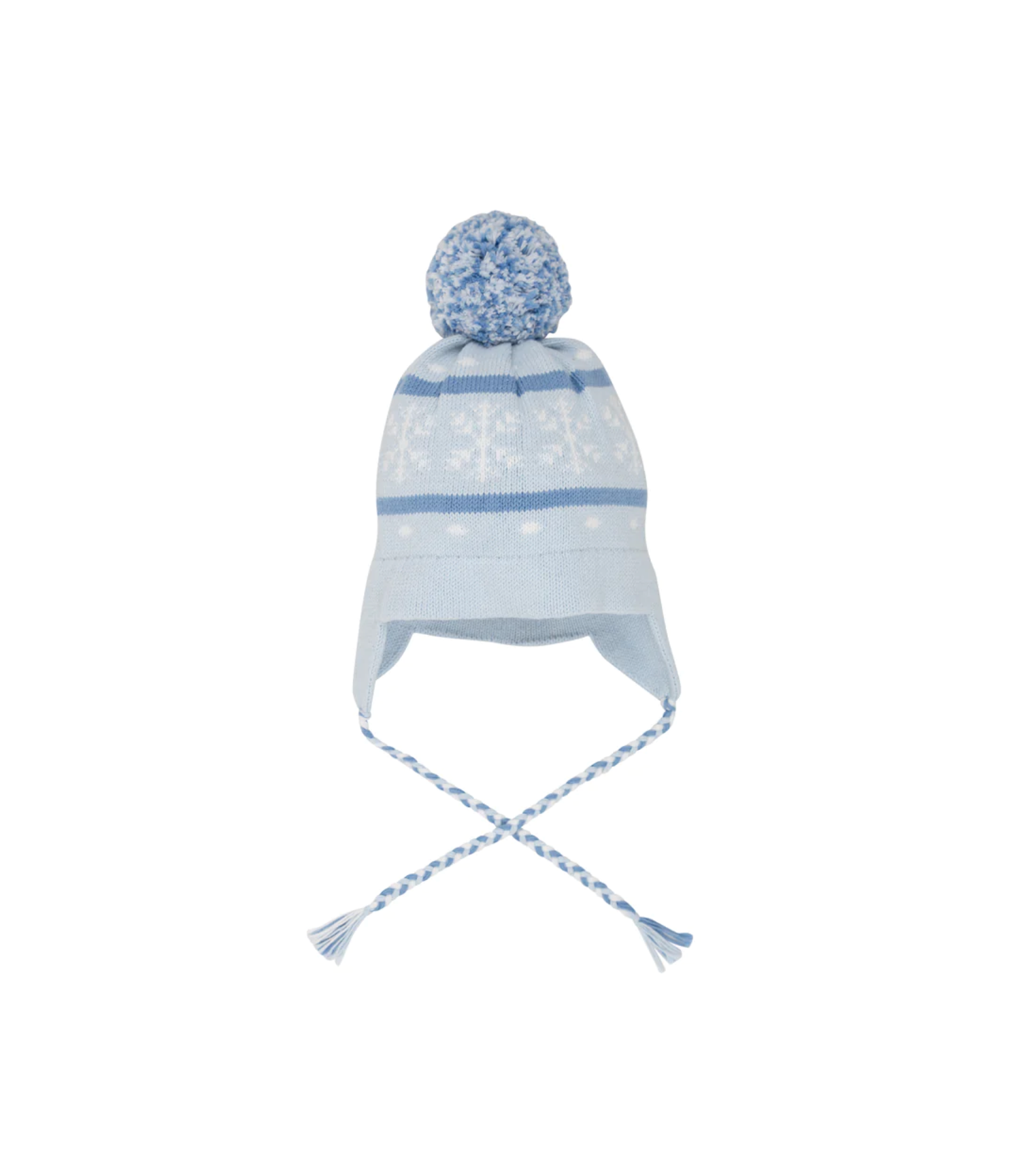 TBBC: Parrish Pom Pom Hat - Buckhead Blue Knit With Barbados Blue & Snowflakes