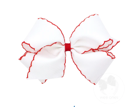 Wee Ones: Moonstitch Grosgrain Hair Bow with Contrasting Wrap